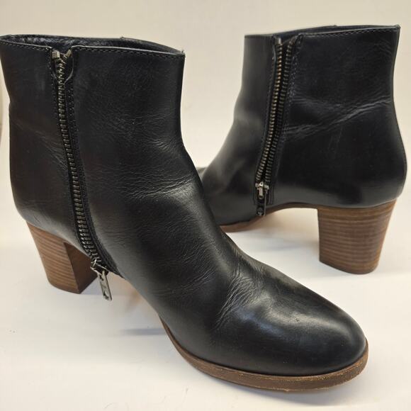 J. Crew Aggie Classic Black Leather Heeled Ankle Boot, Size 8.5, Made in Italy - Picture 4 of 10